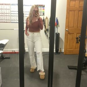 Ann Taylor LOFT White High Rise Straight Jeans